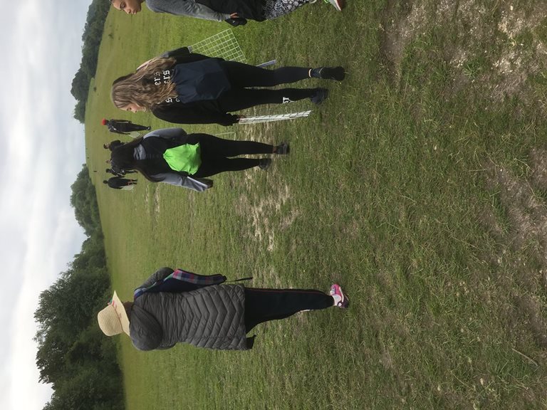 Walking up to Burford Spur, Box Hill, to carry out scientific investigation.